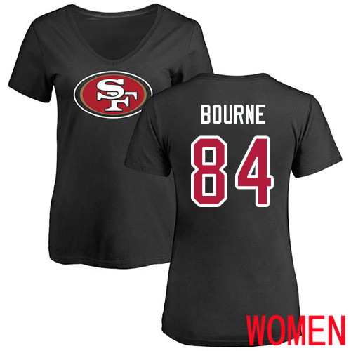 San Francisco 49ers Black Women Kendrick Bourne Name and Number Logo #84 NFL T Shirt